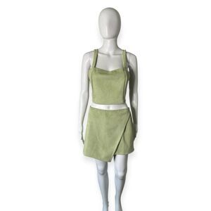 Y2K Minimalist Crop Top & Skort XL Faux Soft Girl Pastel Green Set